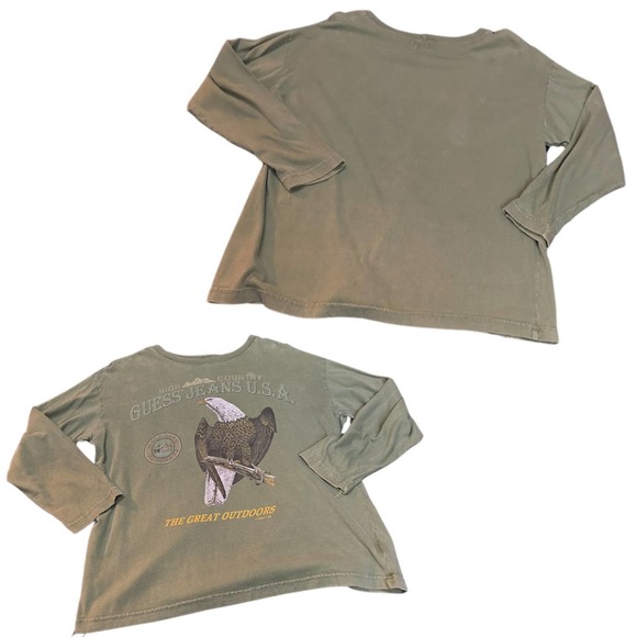 1990s Guess Georges Marciana Eagle Print T Shirt USA Made / Women’s XL * - Picture 3 of 4